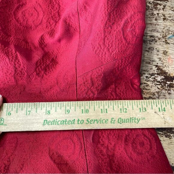 Theory Orsolya Strapless Cocktail Jacquard Dress Red Sz 2‎ - Picture 6 of 10